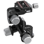 Leofoto GW-01 Statief-gearhead zijaanzicht waarbij de camera-plaat 90 graden omhoog is gekanteld.