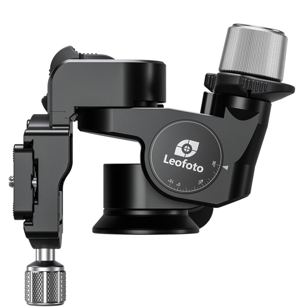Leofoto GW-01 Statief-gearhead detailopname van schaalverdeling en markeringen voor nauwkeurige hoekinstelling.