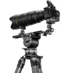 Leofoto FA-19 Snelsluiting bevestigd op VR-telelens-houder op statief als voorbeeldopstelling