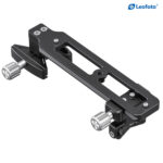 Leofoto VR-150S Lensvoet diagonaal zicht met draaiknop en schaalverdeling op lenssteun