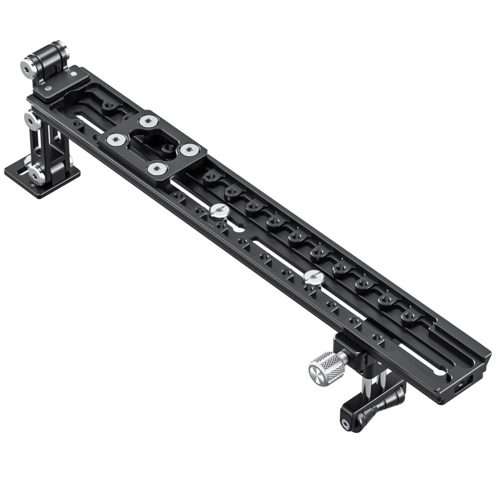 Leofoto VR-380 Lensvoet close-up van de aluminium rail met montageopeningen en draaiklem
