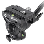 Leofoto BV-10 Videokop perspectief van videokop met montagegaten en draaiknoppen