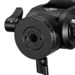 Leofoto BV-0R Videokop onderaanzicht met 3/8" schroefdraad en gegraveerde rotatieschaal