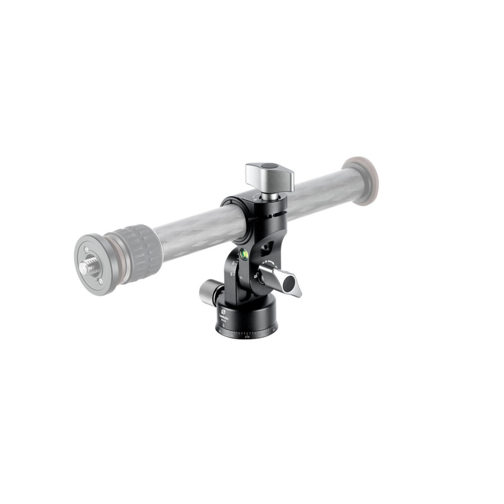 Leofoto HX-22 Uitbreidadapter adapter met gemonteerde horizontale middenkolom van een Urban statief voor macro- en topviewfotografie.