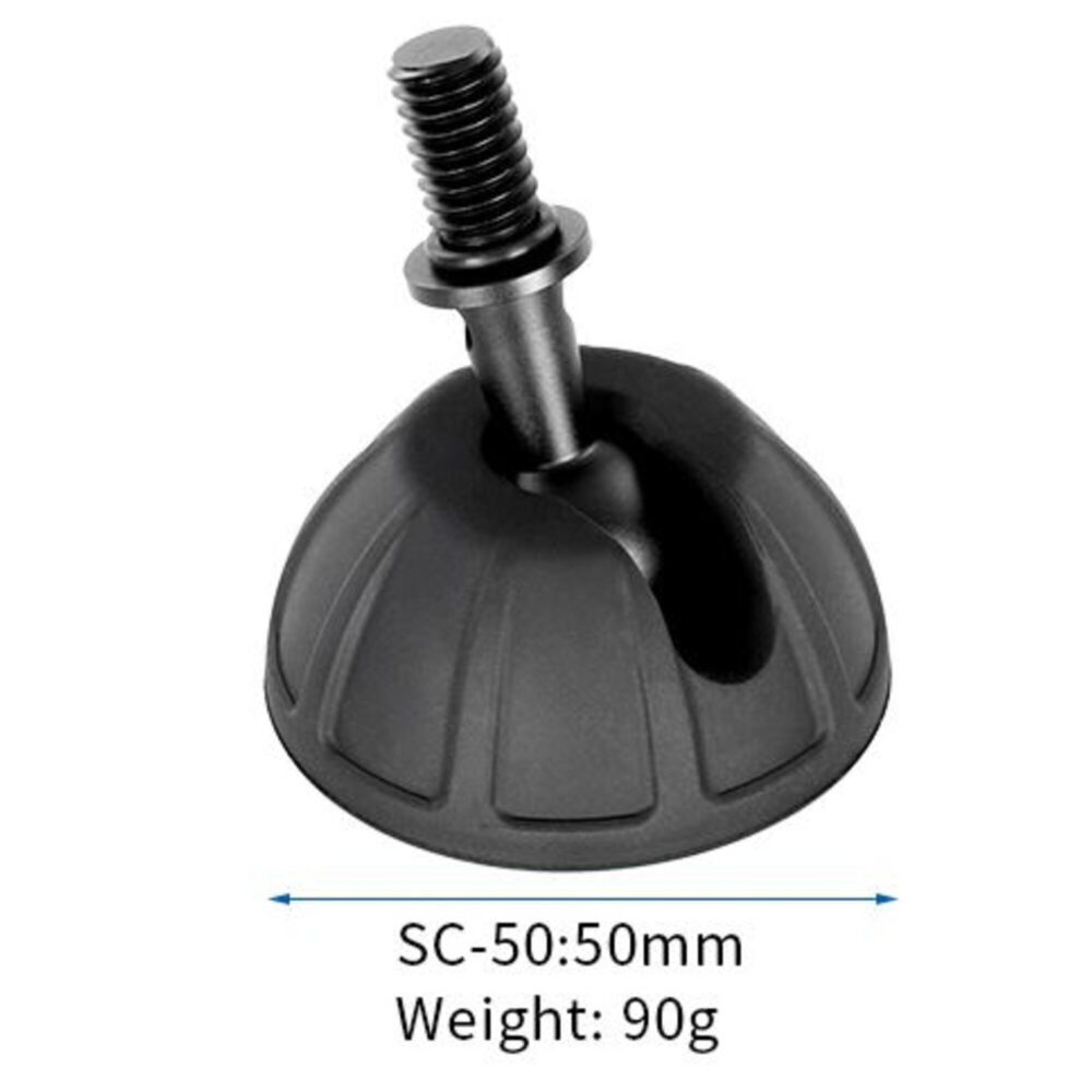 Leofoto SC-50 Statiefvoet enkele rubbervoet met maatindicatie 50mm en gewicht 90g naast de voet weergegeven.