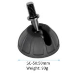 Leofoto SC-50 Statiefvoet enkele rubbervoet met maatindicatie 50mm en gewicht 90g naast de voet weergegeven.