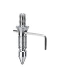 Leofoto Lange Spike Statiefvoet close-up van lange roestvrijstalen statiefspike met 3/8-inch schroefdraad en meegeleverde inbussleutel.