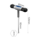 Leofoto T-M3 inbussleutel technische tekening met 3mm kop en aangegeven totale lengte en breedte.