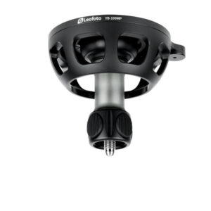 Leofoto YB-100MP nivelleerinrichting onderaanzicht van opengewerkte 100mm schaal met korte handgreep en vergrendelknop.