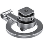 Leofoto PM-03 houder compact samengeklapt met ring plat op basis en 1/4 inch montagevlak.