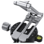 Leofoto PS-4 smartphone houder bevestigd op Arca-Swiss compatibele statiefkop met klemplaat.