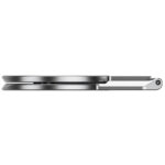 Leofoto PM-05 smartphonehouder mistig grijs zijaanzicht in volledig opgevouwen ultradunne stand.
