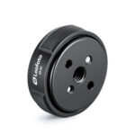 Leofoto-QS-50-quick-release-system-1 Leofoto QS-50 snelwisselsysteem onderzijde van Quick-link basisplaat met centraal schroefgat en zwarte afwerking.