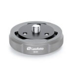 Leofoto Q60 snelwisselplaat zijaanzicht met Leofoto-logo en geribbelde rand voor extra grip.