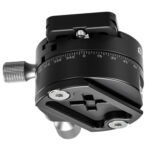 Leofoto GR-2 statief-panoramakop onderaanzicht met basisplaat, 3/8-inch statiefaansluiting en Arca-Swiss dovetail.
