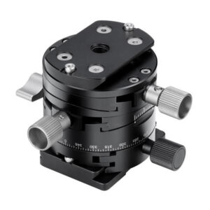 Leofoto G2 statief-panoramakop achter- en onderaanzicht met 3/8-inch statiefaansluiting en meerdere instelknoppen.