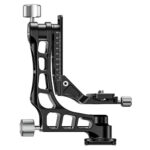 Leofoto P-LH55 snelwisselplaat zijaanzicht van PG-1 gimbalhead met schaalverdeling en gemonteerde basisplaat.