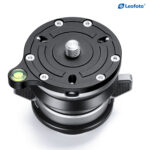 Leofoto LBQ-50S nivelleringsbasis onderaanzicht met montagevlak en bevestigingsgaten rondom.