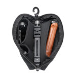 Leofoto VC‑1 handgreep set opgeborgen in zwarte rits‑etui met ruimte voor grip, rail en smartphonehouder.