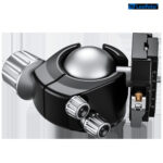 Leofoto LH-55LR statiefkogelkop horizontale weergave met kogel in extreme kantelpositie voor maximale flexibiliteit.