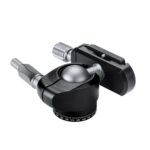 Leofoto-Tripod-ball-head-LH-22-PU-25-10 Leofoto LH-22 + PU-25 statiefkogelkop compact frontaanzicht met alle bedieningselementen aan één zijde.