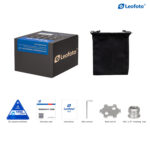 Leofoto LH-25 statiefkogelkop complete set met productdoos, zwart opbergtasje, gereedschap en adapters.