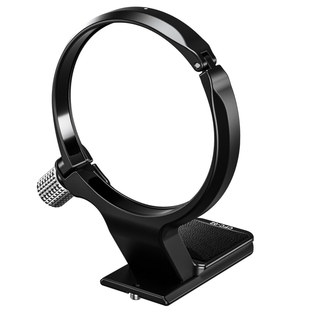 Leofoto CFC-02 Objectiefvoet perspectiefaanzicht van ronde klem met vergrendelschroef en stevige lensvoet.