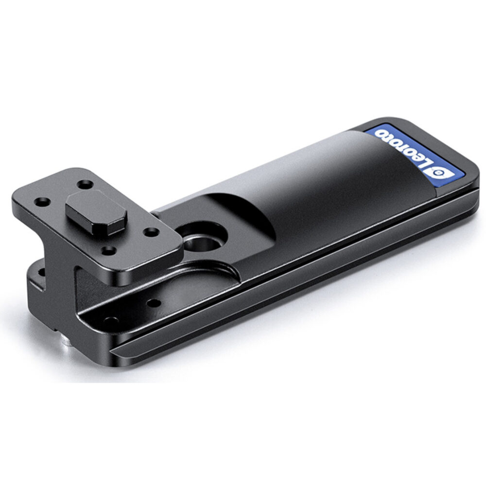 Leofoto NF-02 Objectiefvoet perspectiefaanzicht van lange slanke lensvoet met geïntegreerd zwaluwstaartprofiel en montageplaat voor Nikon teleobjectieven.