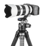 Leofoto SFC-01 objectiefvoet gemonteerd op Sony FE 70-200mm f/4 Macro G OSS II op statief voor stabiele tele-opstelling.
