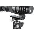 Leofoto SGF-01 objectiefvoet gemonteerd onder Sigma 150-600mm telelens op statiefkop voor stabiele ondersteuning.