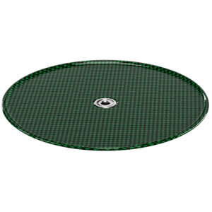 Leofoto LCH-0 Montageplaat groen rond carbon opnameteller bovenaanzicht met centraal 3/8-inch schroefgat.