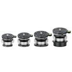 Leofoto LB-65 nivelleerinrichting naast andere Leofoto LB-leveling bases in verschillende maten ter productvergelijking.