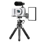Leofoto LPS-ZV-E1 L-bevestiging Sony ZV-E1 op ministatief met L-bracket in horizontale en verticale opnamestand.