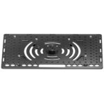 Leofoto LCH-3S Laptophouder bovenaanzicht van lege tray met vier verplaatsbare klemmen en radiale koelgaten.