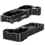 Leofoto LPS-A7CR/A7CII L-Beugel set met losse basisplaat en afneembare L-zijplaat naast elkaar op witte achtergrond.