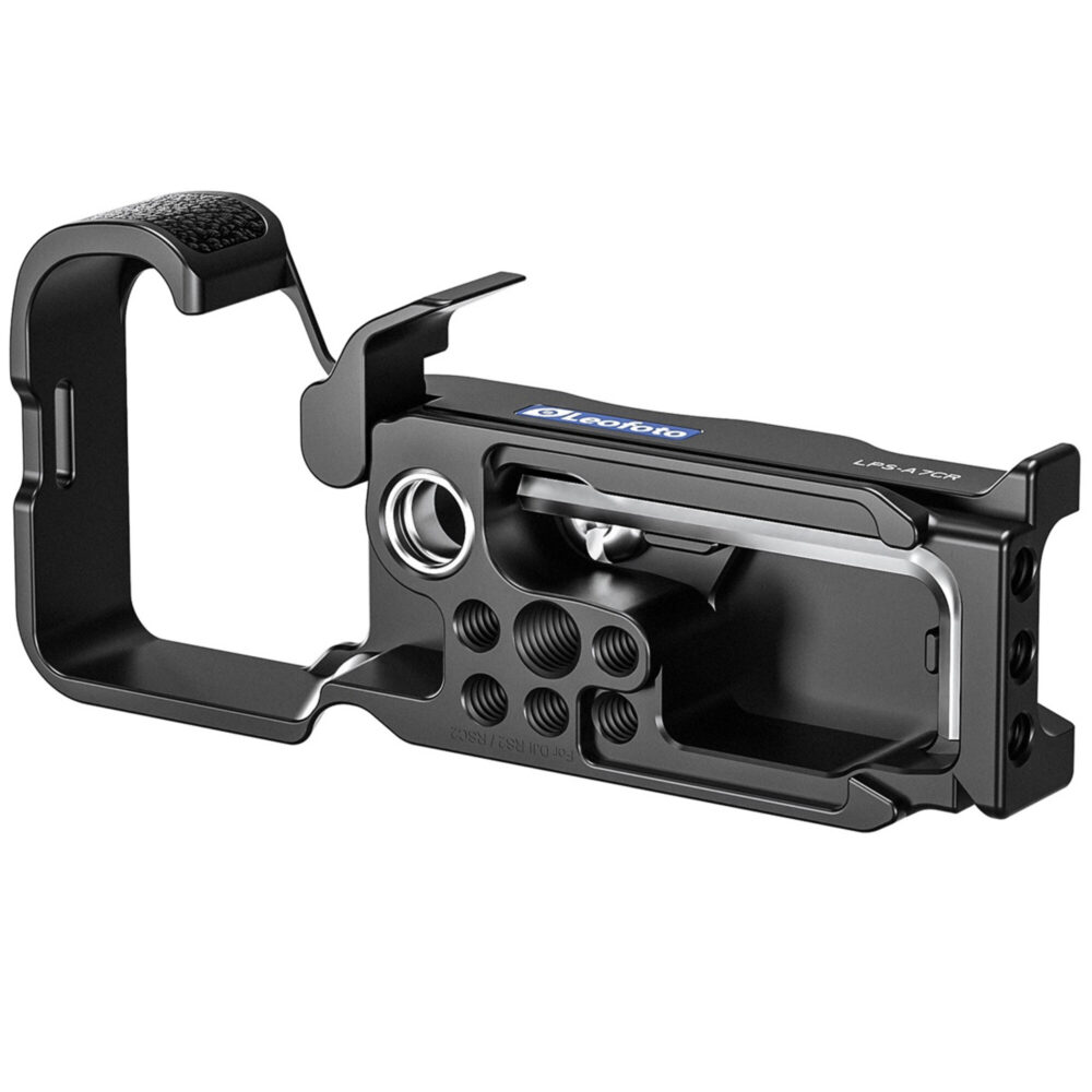 Leofoto LPS-A7CR/A7CII L-Beugel close-up van L-frame met montagebout en meerdere 1/4"-accessoirepoorten.