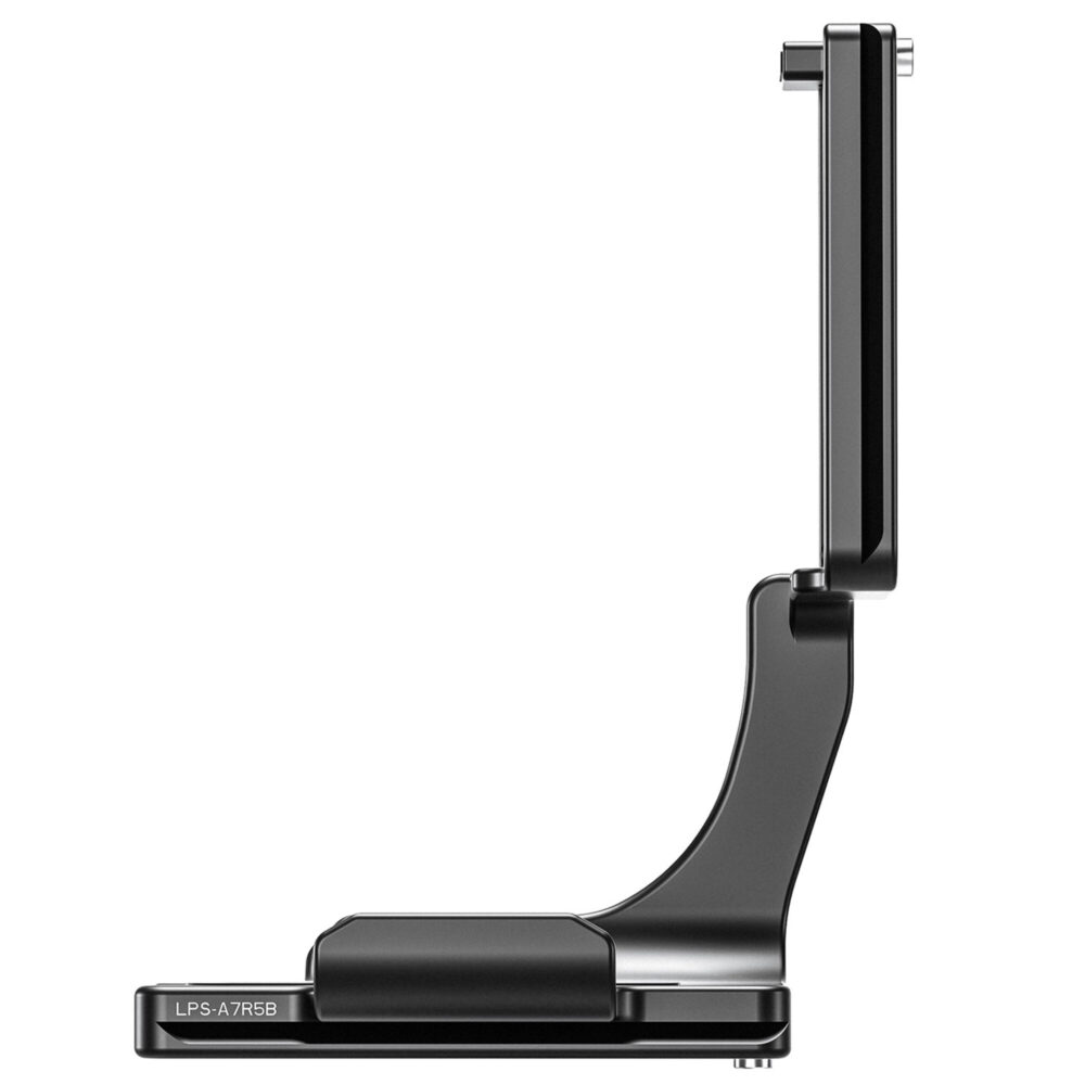 Leofoto LPS-A7R5B L-Beugel zijaanzicht van verticale arm met soepele bochtdesign