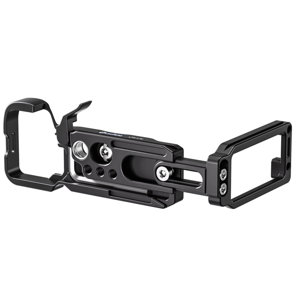 Leofoto LPS-A7C L-Beugel demonstratie met Sony Alpha A7C op statief in liggende en staande camerastand op de L-bracket.