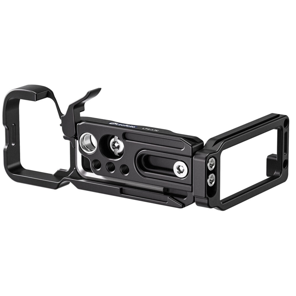 Leofoto LPS-A7C L-Beugel demonstratie met Sony Alpha A7C op statief in liggende en staande camerastand op de L-bracket.