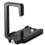 Leofoto LPP-GH6 L-Beugel close-up van basisplaat met 1/4"-statiefschroef en anti-twist flenzen.