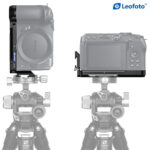 Leofoto LPN-Z30 L-bevestiging gemonteerd met Nikon Z30 camera in horizontale en verticale stand op statief.