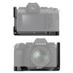 Leofoto LPF-X-S10 L-bevestiging achteraanzicht van Fujifilm X-S10 met alleen de basisplaat gemonteerd.