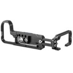 Leofoto LPF-X-S20 L-bevestiging achteraanzicht van complete L-bracket met verstelbare zijplaat en Arca-Swiss profiel over de volledige lengte.