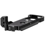 Leofoto LPC-R50 L-bevestiging zijaanzicht van basis- en staande plaat met anti-twist flenzen en Arca-Swiss profiel.