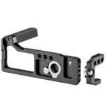 Leofoto LPC-R50V L-bevestiging weergave van basisplaat en verticale arm als afzonderlijke componenten.