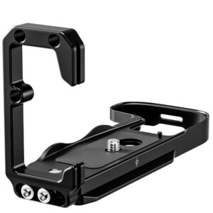Leofoto LPC-R8 L-bevestiging bovenaanzicht met 1/4" statiefschroef en anti-twist-flenzen op de bodemplaat.