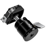 Leofoto statief-kogelkop HB-30 + NP-50 kogelkop liggend met zicht op onderzijde met 3/8-inch statiefaansluiting.