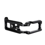 Leofoto LPC-5D MKIV L-beugel liggend perspectief met uitgefreesde basisplaat en opengewerkte verticale steun.