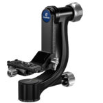 Leofoto-2-way-panheads-PG-4-Gimbal-5 Leofoto PG-4 2-weg kantelkop volledig zicht op gimbalhead met horizontale slede en schaalverdeling op witte achtergrond.
