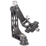 Leofoto PG-1 Kardankopf frontale weergave met hoge verticale arm en lange lensplaat.